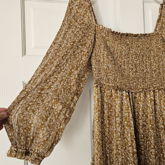 Reset By Jane Lena Babydoll Dress Gold Floral Size Large NWT - Picture 5 of 9